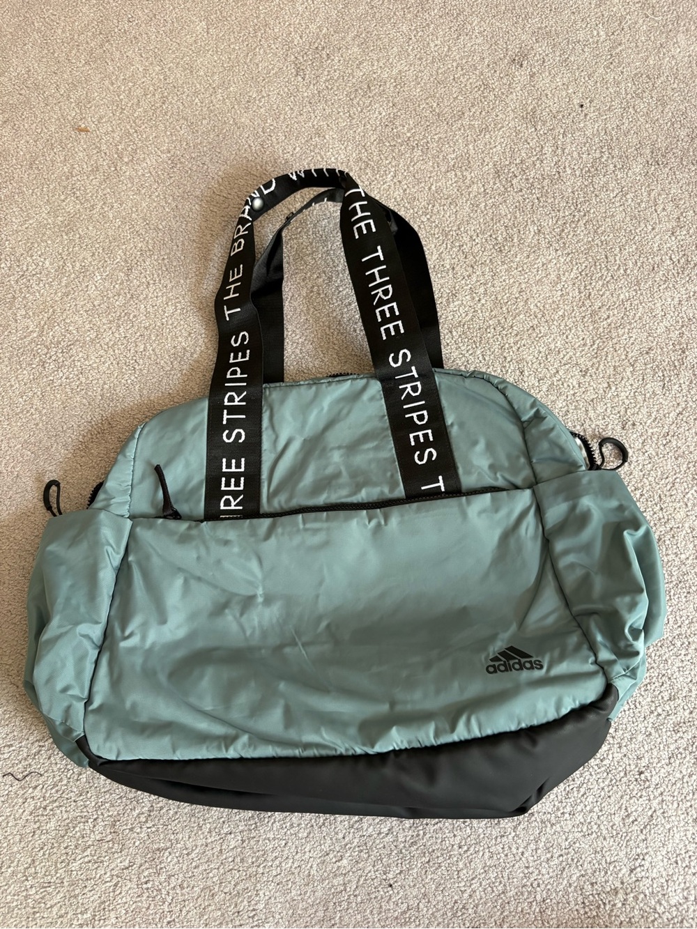 adidas Mint Green and Black Duffel Bag with Branded Straps